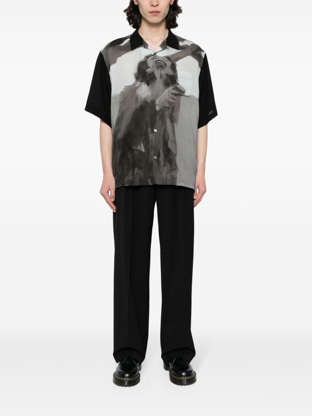 Camicia con illustrazione in nero - uomo 