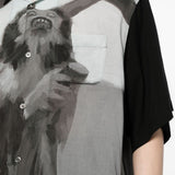 Camicia con illustrazione in nero - uomo 