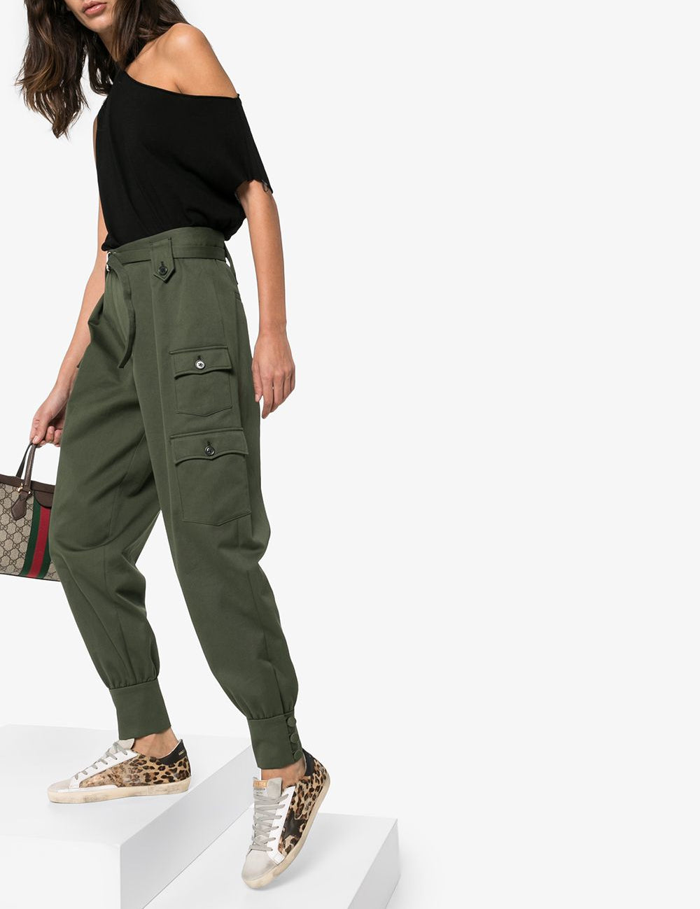 Sneakers super-star con stampa leopardata in marrone e nero - donna 