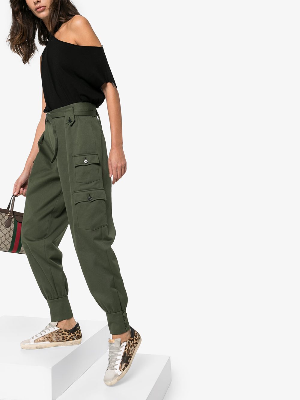 Sneakers super-star con stampa leopardata in marrone e nero - donna 