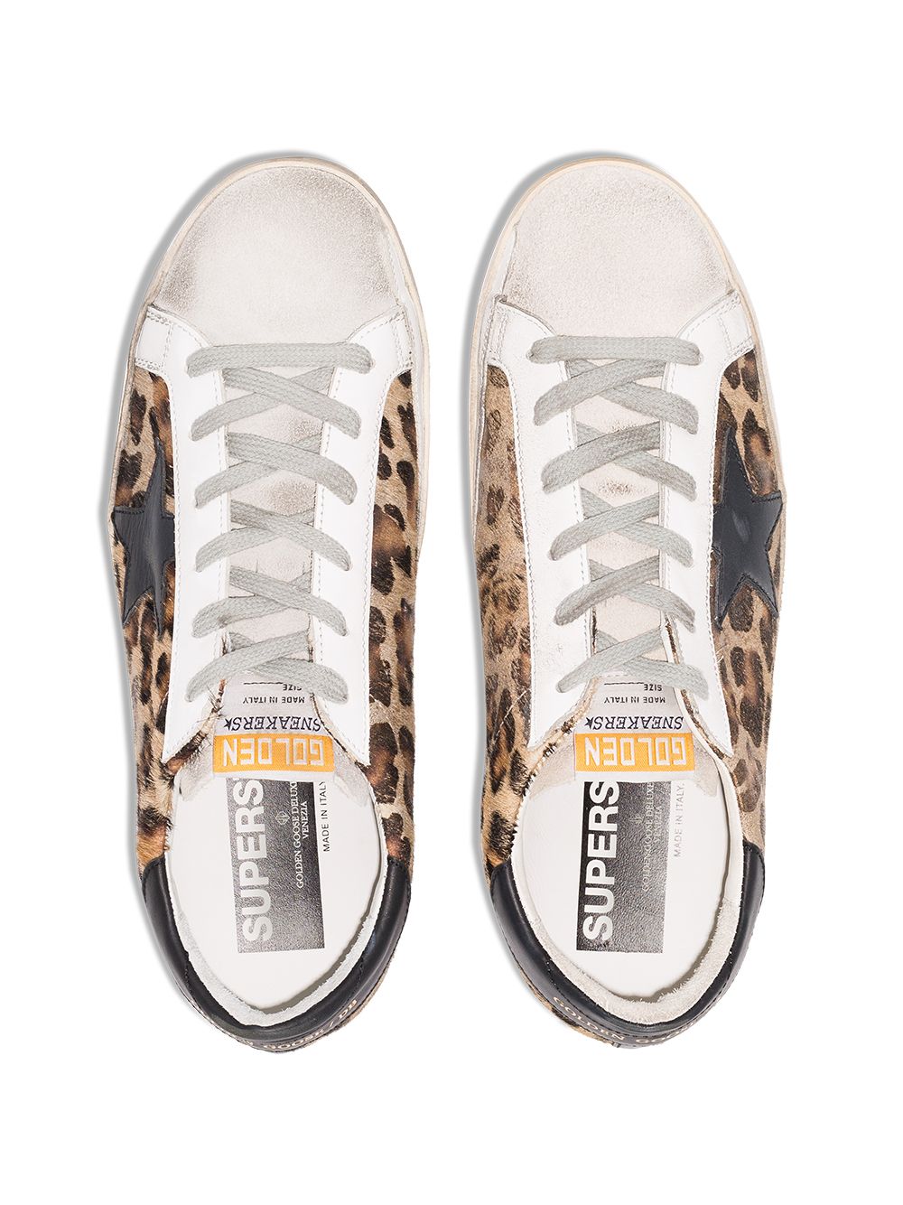 Sneakers super-star con stampa leopardata in marrone e nero - donna 