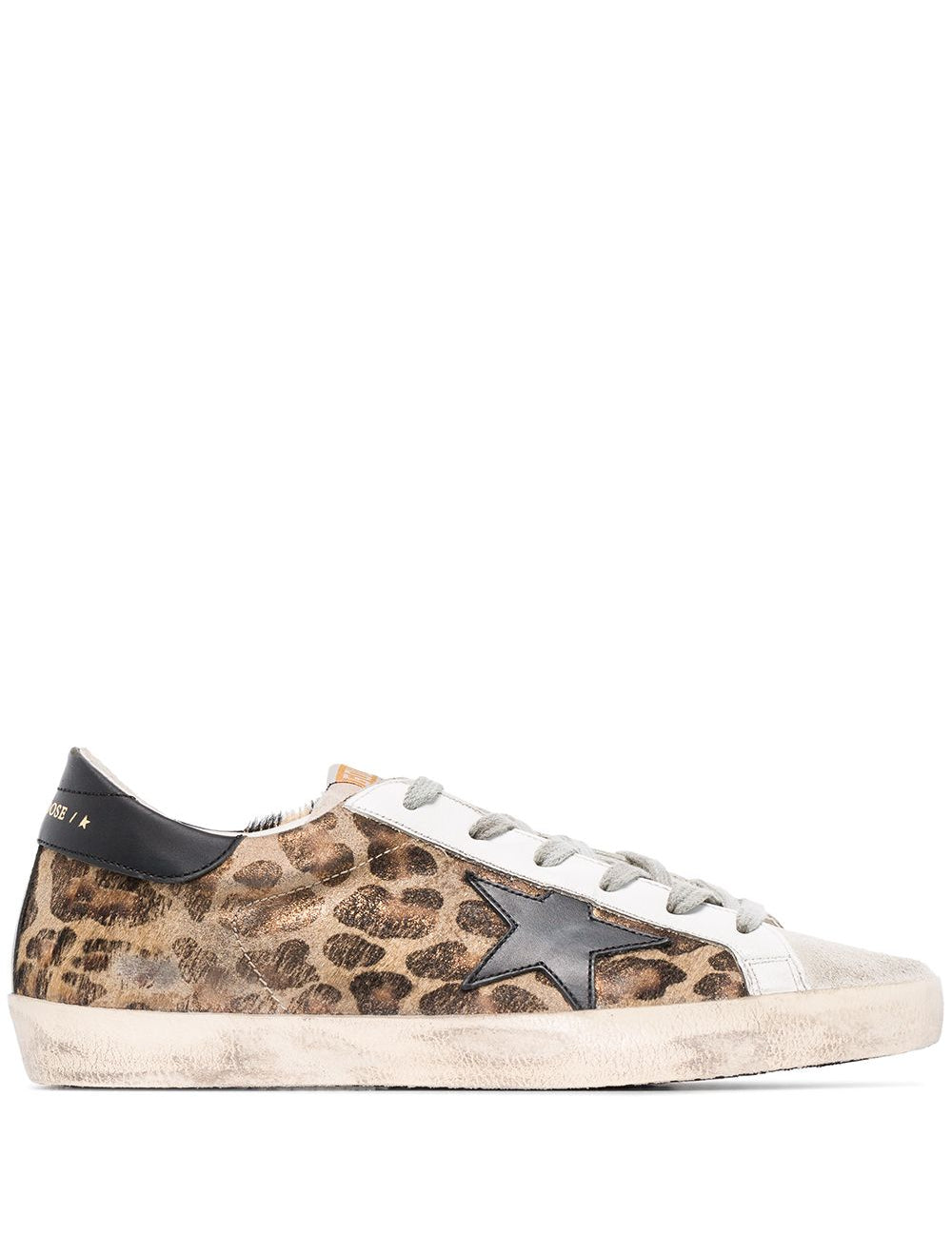 Sneakers super-star con stampa leopardata in marrone e nero - donna 