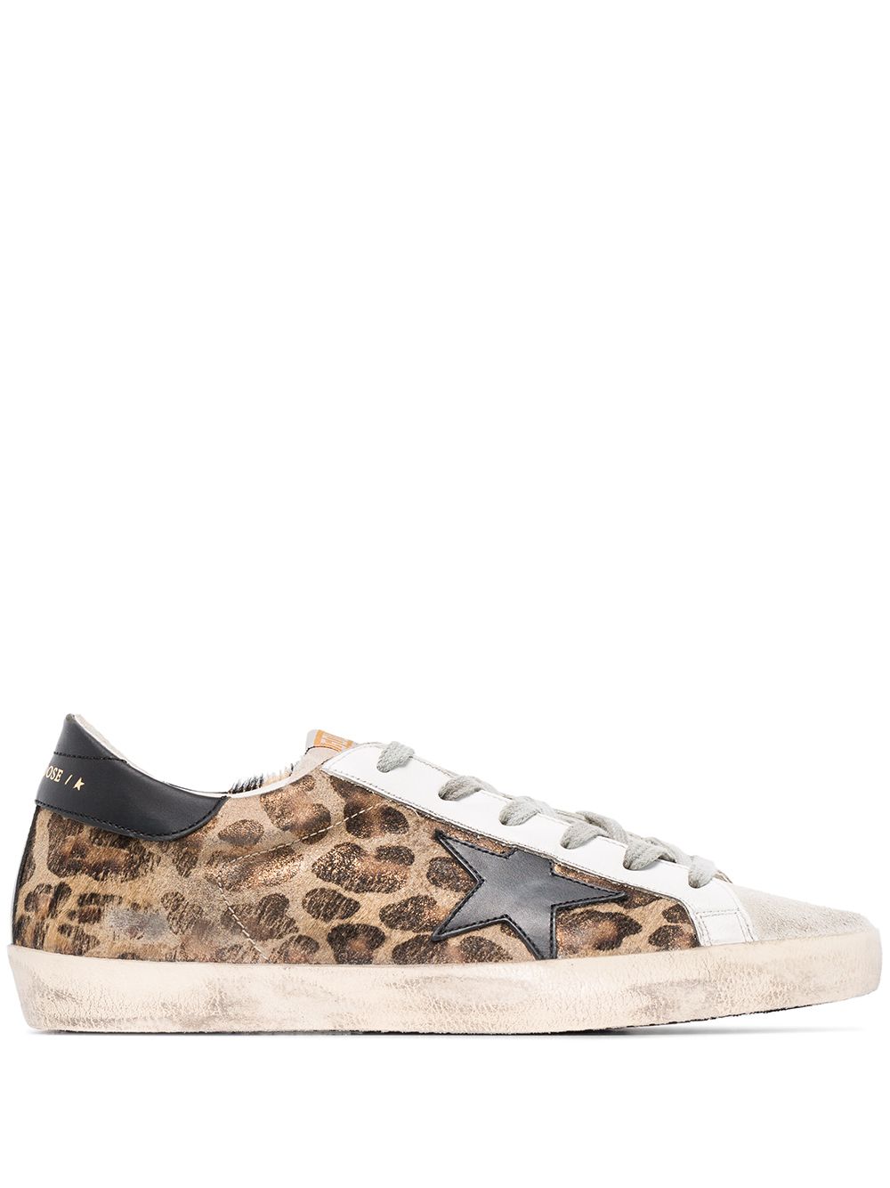 Sneakers super-star con stampa leopardata in marrone e nero - donna 