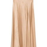 Gonna lunga in raso in beige 