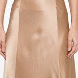 Gonna lunga in raso in beige 
