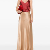 Gonna lunga in raso in beige 