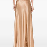 Gonna lunga in raso in beige 