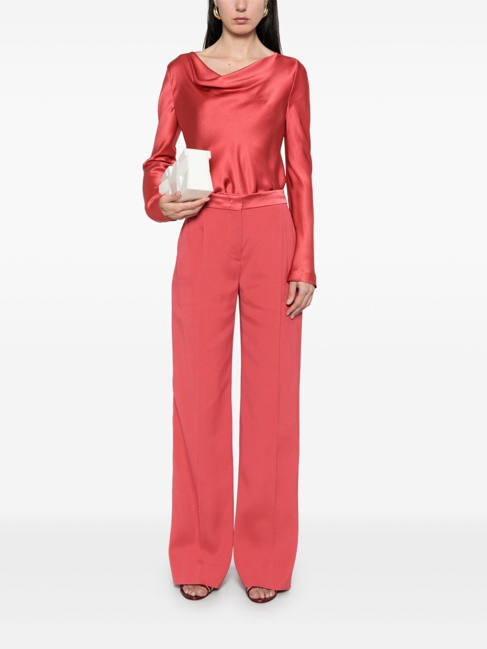 Pantaloni dritti in rosa papavero Alberta Ferretti - donna 