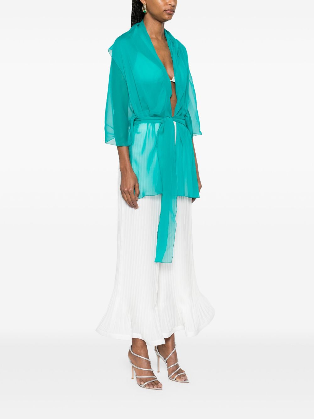 Top in seta in blu Alberta ferretti - donna 