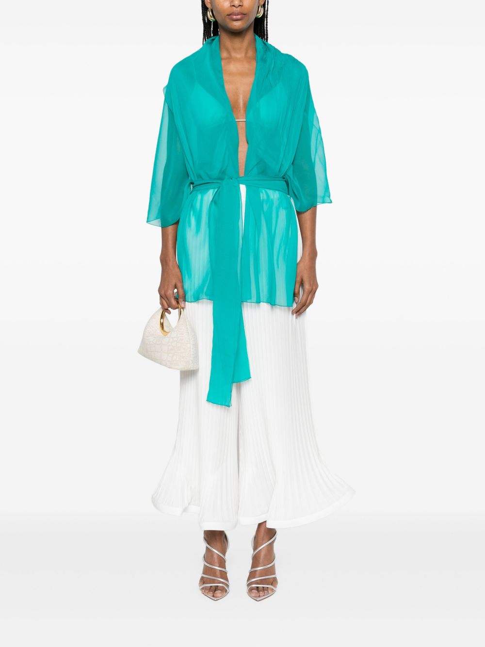 Top in seta in blu Alberta ferretti - donna 