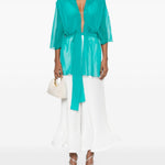 Top in seta in blu Alberta ferretti - donna 