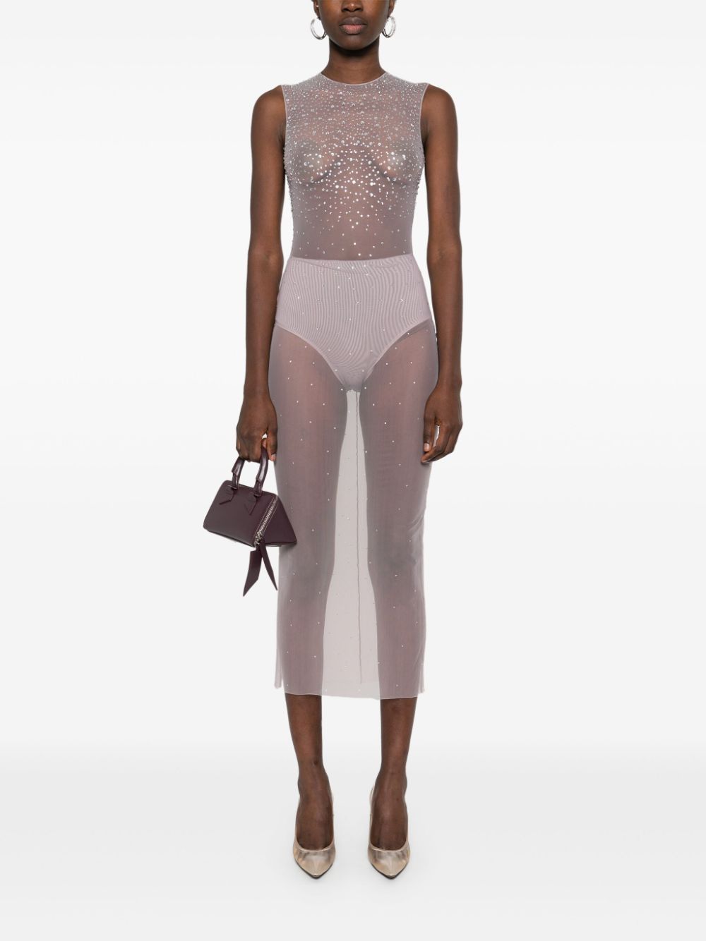 Abito semitrasparente con cristalli in grigio Alex perry - donna Alex perry - donna 