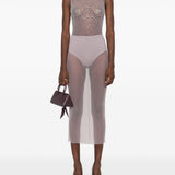 Abito semitrasparente con cristalli in grigio Alex perry - donna Alex perry - donna 