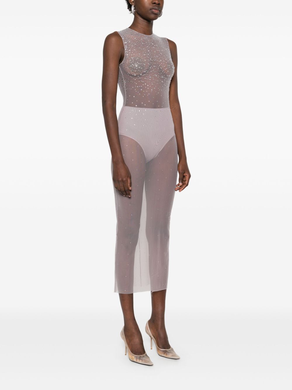 Abito semitrasparente con cristalli in grigio Alex perry - donna Alex perry - donna 