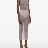 Abito semitrasparente con cristalli in grigio Alex perry - donna Alex perry - donna 