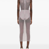 Abito semitrasparente con cristalli in grigio Alex perry - donna Alex perry - donna 