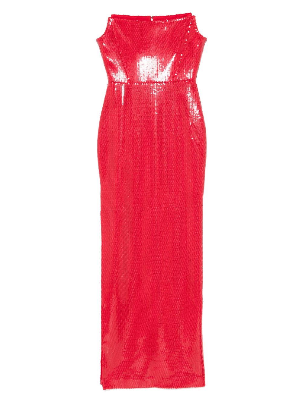 Abito lungo senza spalline con paillettes in rosso Alex perry - donna 