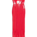 Abito lungo senza spalline con paillettes in rosso Alex perry - donna 
