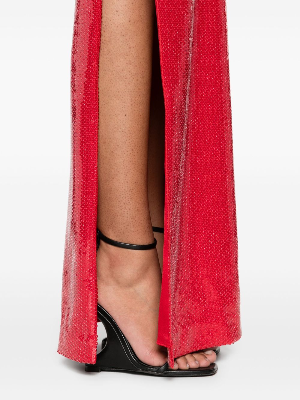 Abito lungo senza spalline con paillettes in rosso Alex perry - donna 