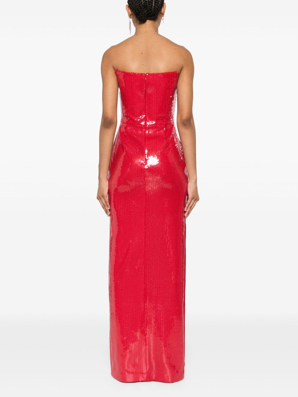 Abito lungo senza spalline con paillettes in rosso Alex perry - donna 