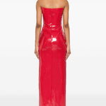 Abito lungo senza spalline con paillettes in rosso Alex perry - donna 