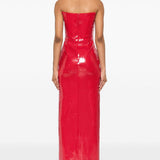 Abito lungo senza spalline con paillettes in rosso Alex perry - donna 