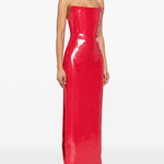 Abito lungo senza spalline con paillettes in rosso Alex perry - donna 