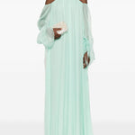 Abito lungo in seta con dettaglio con cristalli in verde acqua Amen - donna 