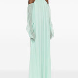 Abito lungo in seta con dettaglio con cristalli in verde acqua Amen - donna 