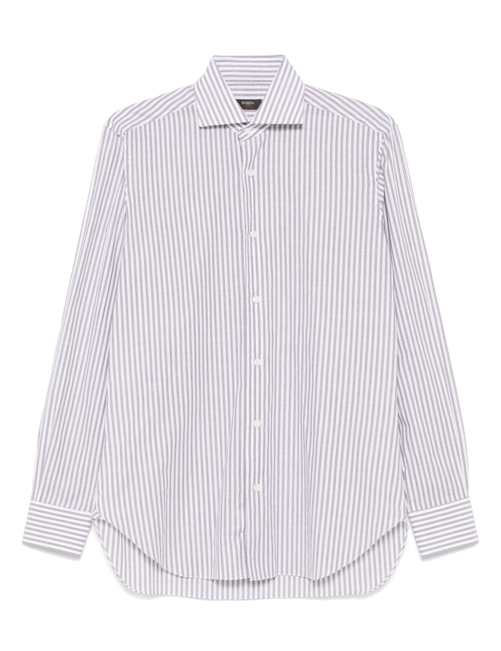 Camicia a righe in bianco e grigio Barba - uomo 