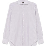 Camicia a righe in bianco e grigio Barba - uomo 