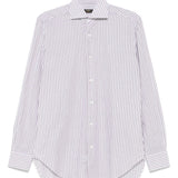 Camicia a righe in bianco e grigio Barba - uomo 