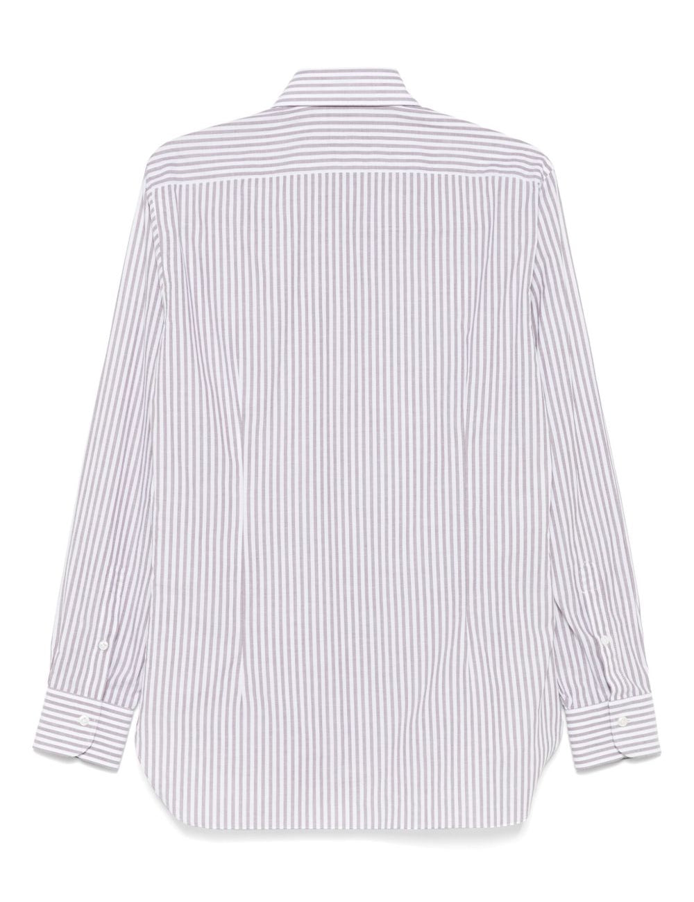 Camicia a righe in bianco e grigio Barba - uomo 