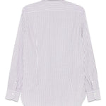 Camicia a righe in bianco e grigio Barba - uomo 