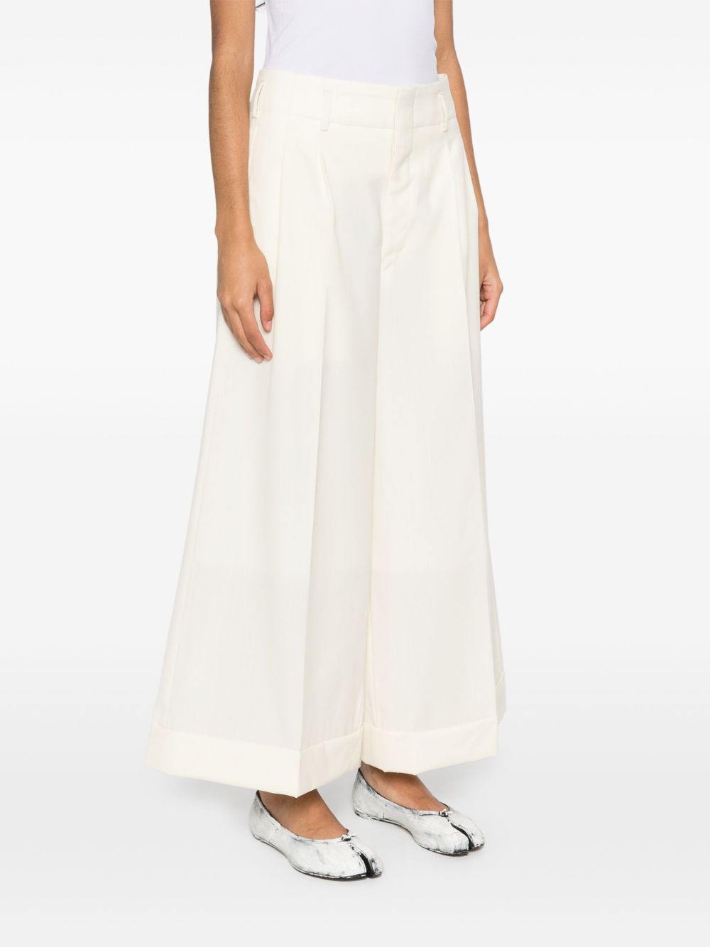 Pantaloni svasati in lana bianco Comme Des Garçons - donna 