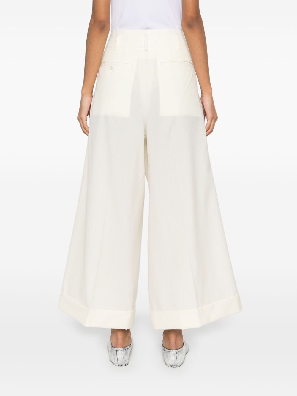 Pantaloni svasati in lana bianco Comme Des Garçons - donna 