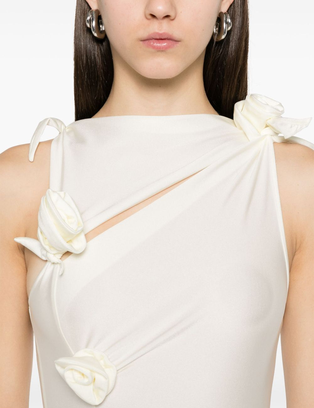 Abito lungo con decorazioni floreali in bianco Coperni - donna 