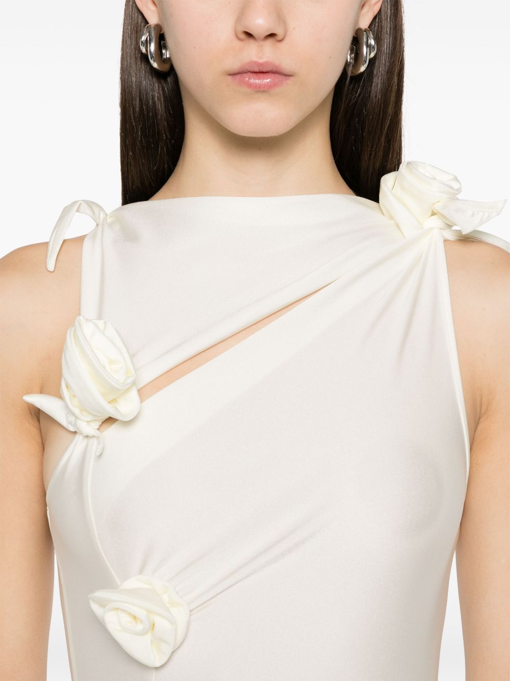 Abito lungo con decorazioni floreali in bianco Coperni - donna 