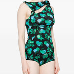Top asimmetrico  in verde e nero Coperni - donna 