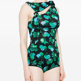 Top asimmetrico  in verde e nero Coperni - donna 