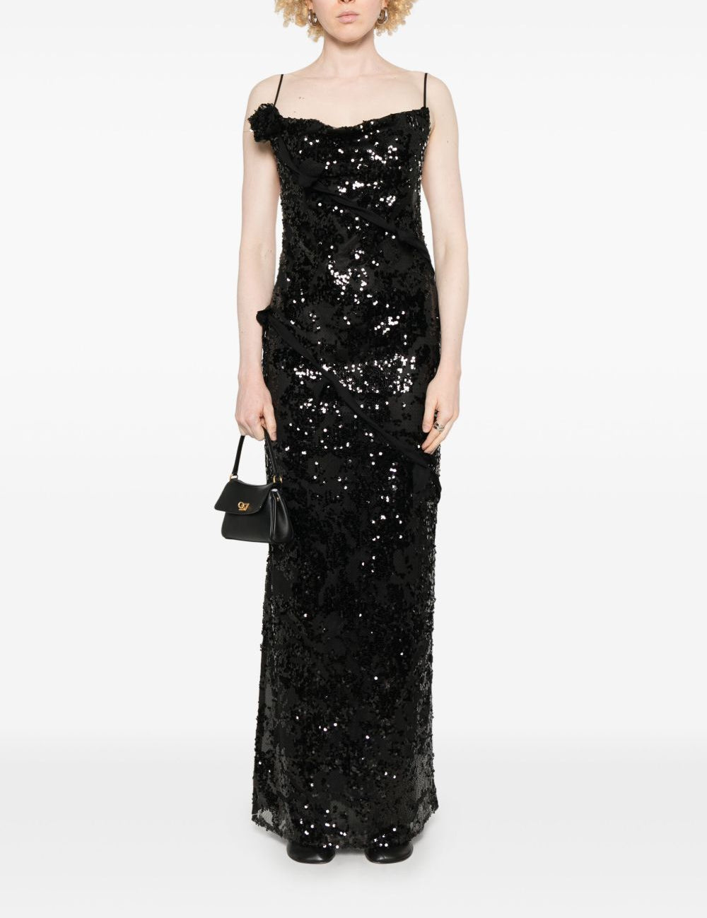 Abito lungo con paillettes in nero Coperni - donna 