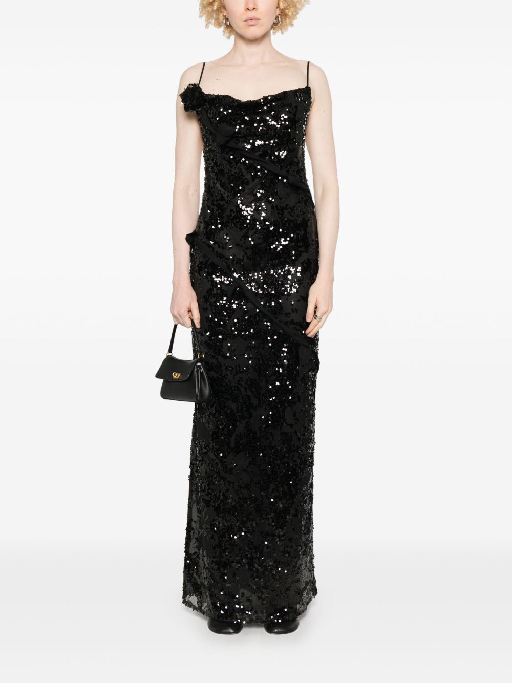 Abito lungo con paillettes in nero Coperni - donna 
