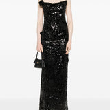 Abito lungo con paillettes in nero Coperni - donna 