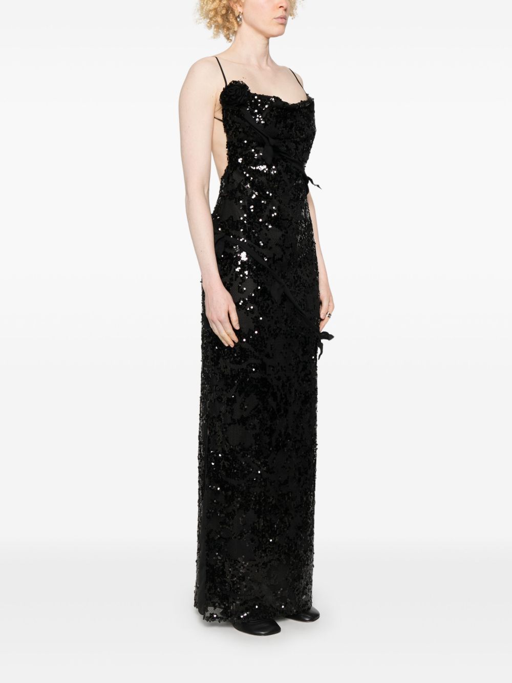 Abito lungo con paillettes in nero Coperni - donna 