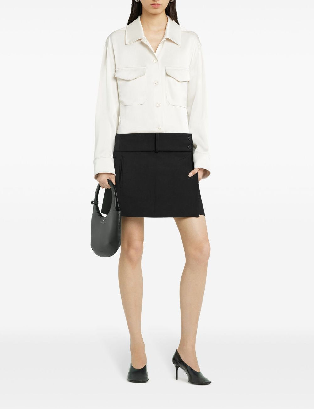 Camicia satinata con tasche applicate in bianco Courrèges - donna 