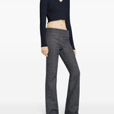 Cardigan crop a coste fini in blu navy Courrèges - donna 