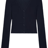 Cardigan crop a coste fini in blu navy Courrèges - donna 