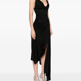 Abito midi asimmetrico in nero David koma - donna 