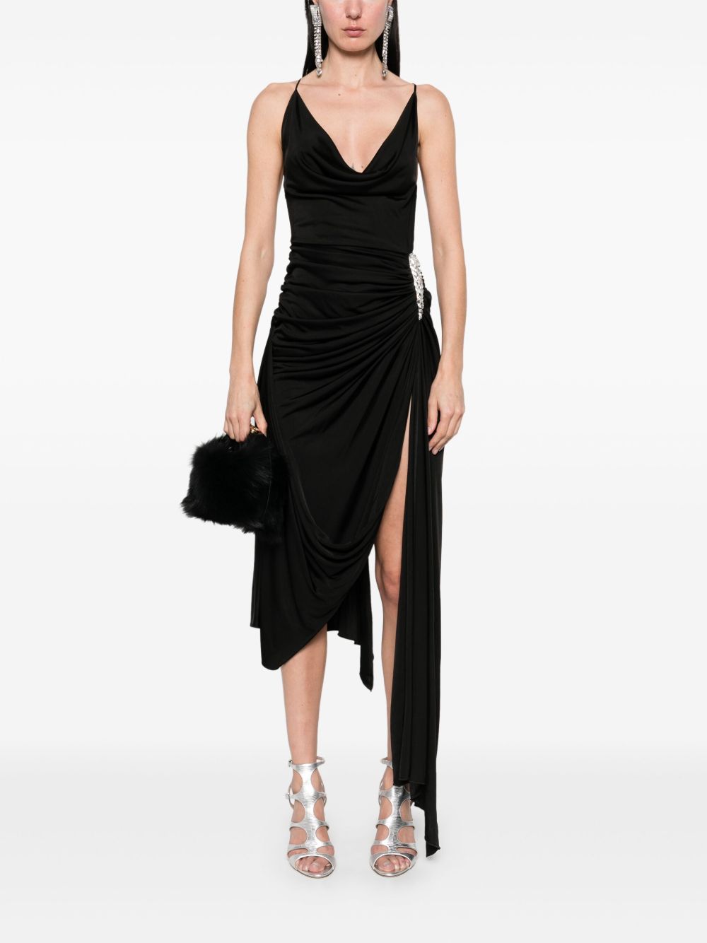 Abito midi asimmetrico in nero David koma - donna 