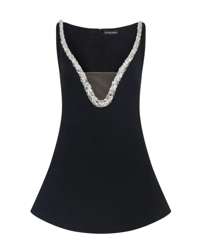 Abito corto con dettagli in nero David Koma - donna 